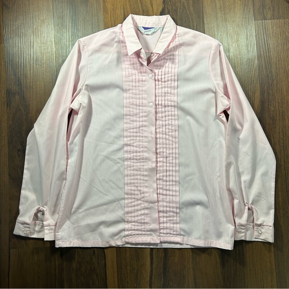 Vintage Honors Top blouse Womens Size 12 Pink Short Sleeve Button up - Picture 1 of 5